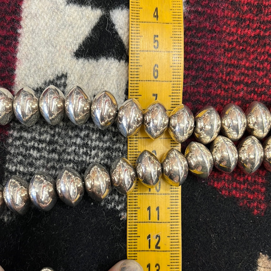 Shiny sterling silver Navajo pearls