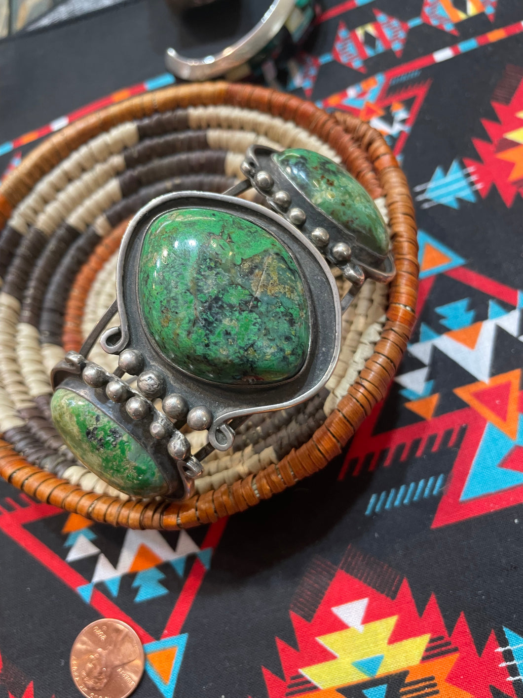 Giant green turquoise bracelet