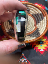 Load image into Gallery viewer, Malachite and jet inlay cuff
