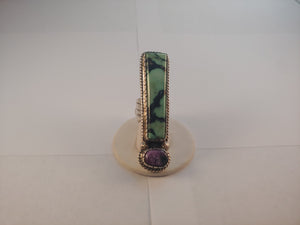 Variscite and Charoite statement ring.