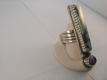 Load image into Gallery viewer, Variscite and Charoite statement ring.
