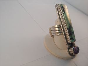 Variscite and Charoite statement ring.