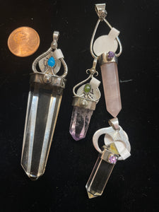 Capped crystal pendants