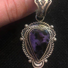 Load image into Gallery viewer, Charoite and turquoise pendants
