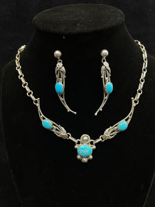 Wispy silver and turquoise set