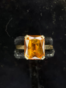 Synthetic yellow sapphire ring