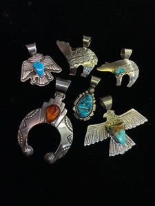 Alvin Monte silver and turquoise pendants