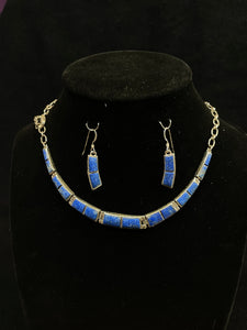 Denim lapis collar necklace