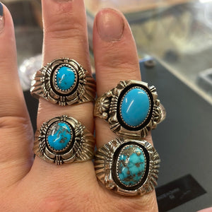 Turquoise shadow box rings