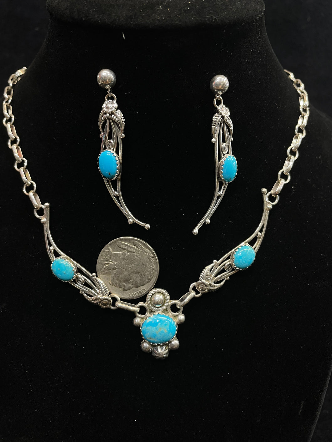 Wispy silver and turquoise set