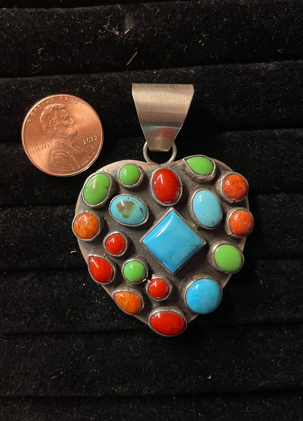 Multi stone heart pendant