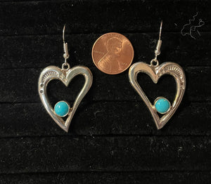 Sandcast heart earrings