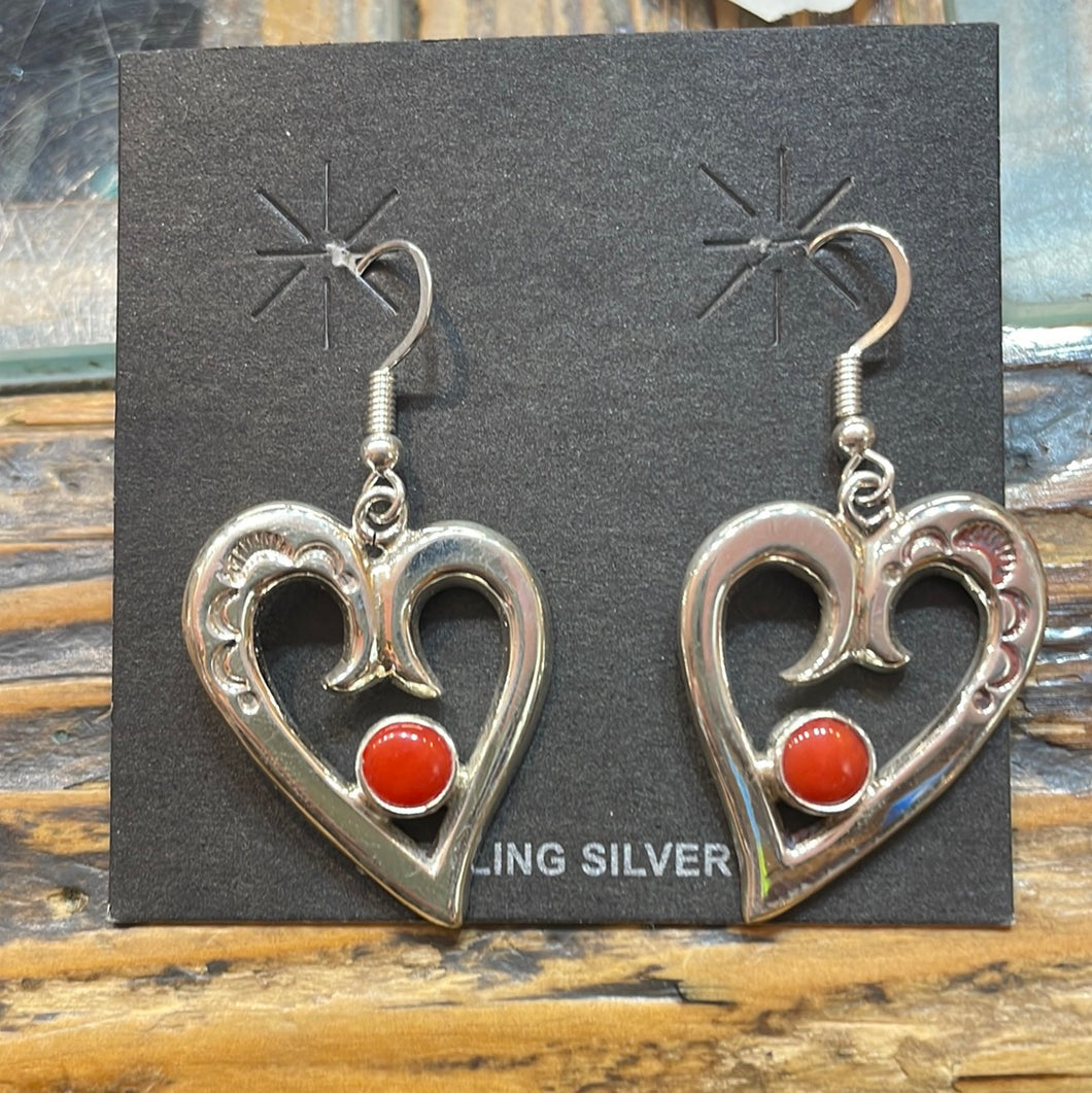 Sandcast heart earrings