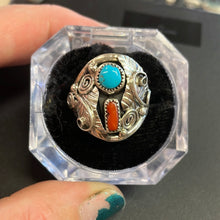 Load image into Gallery viewer, Traditional coral and turquoise rings
