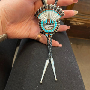 Zuni sunface bolo tie