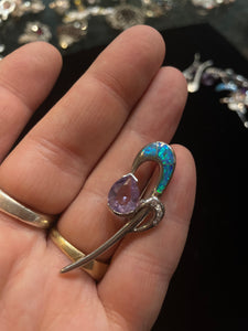 Opal and crystal pins