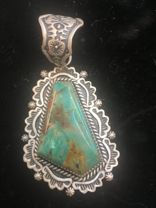 Charoite and turquoise pendants