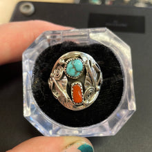 Load image into Gallery viewer, Traditional coral and turquoise rings
