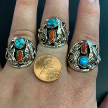 Load image into Gallery viewer, Traditional coral and turquoise rings
