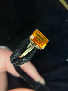 Synthetic yellow sapphire ring