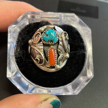 Load image into Gallery viewer, Traditional coral and turquoise rings
