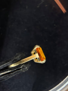 Synthetic yellow sapphire ring