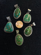 Load image into Gallery viewer, Simple Sonoran gold turquoise pendants
