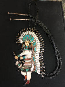 Inlayed dancer bolo tie